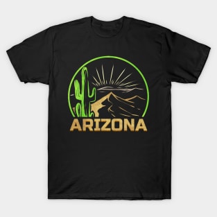 Vintage and Retro Mountains and Caktus Arizona T-Shirt